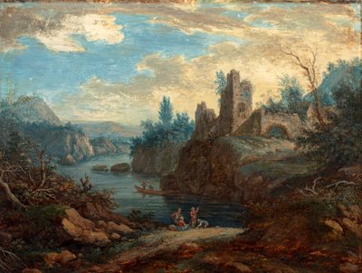 Paesaggio con rovine e pescatori da Paul Sandby